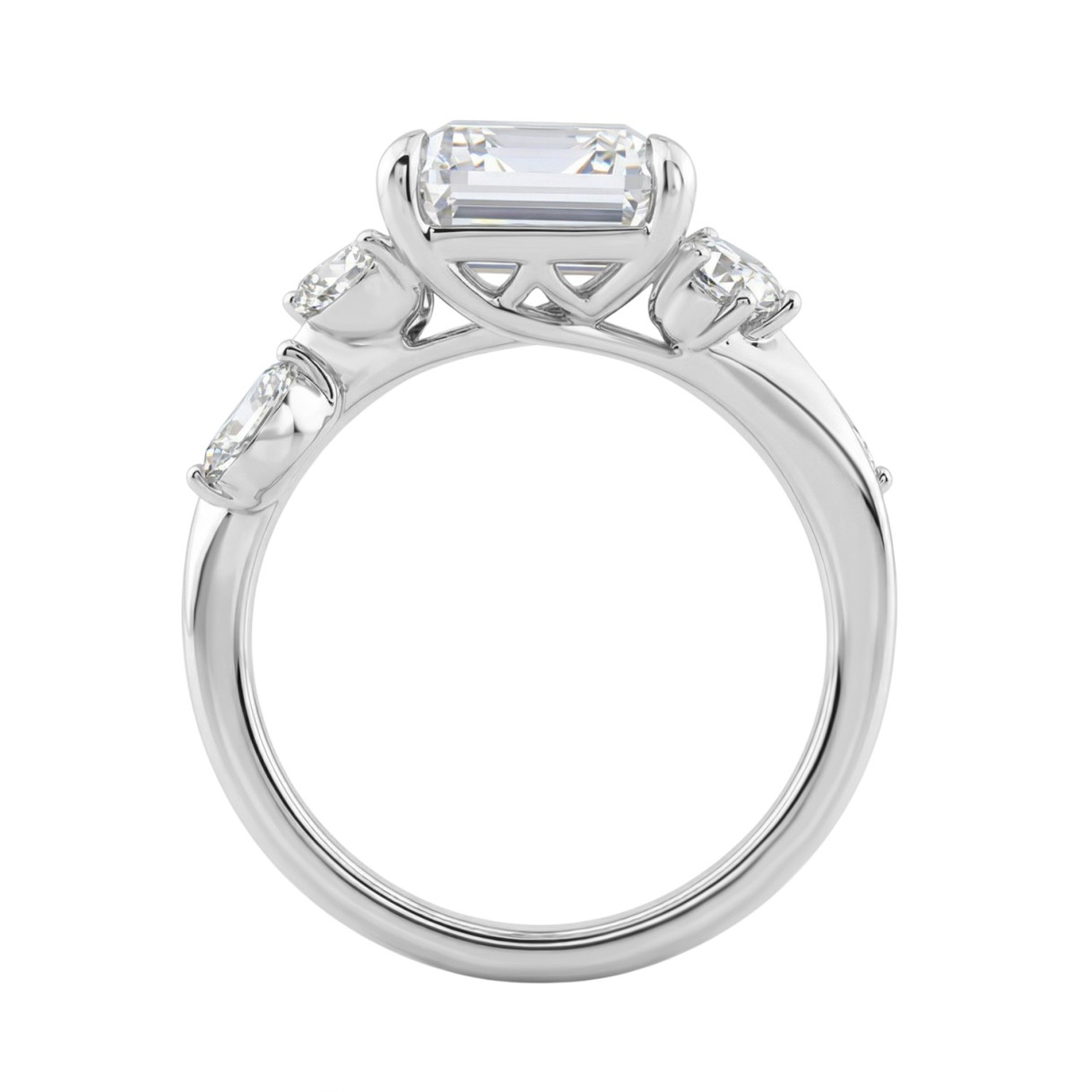 Luxury 14K White Gold 5 1/2Ct Lab-Grown Diamond Ring 5Ct Emerald Center With Marquise & Round Side Stones For Women Engagement Ring (Color F-G -Clarity Vs1/Vs2)