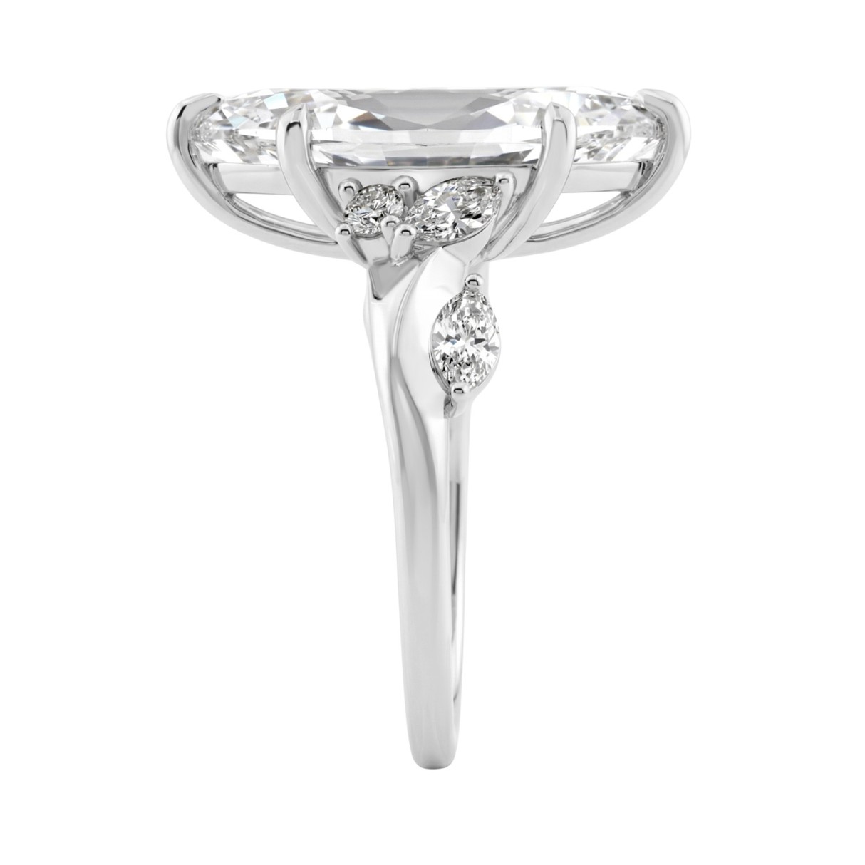 14K White Gold 5 1/2Ct Lab-Grown Diamond Engagement Ring For Women 5Ct Marquise Center Stone With Round Side Stones, Luxury Bridal Ring (Color F-G -Clarity Vs1/Vs2)