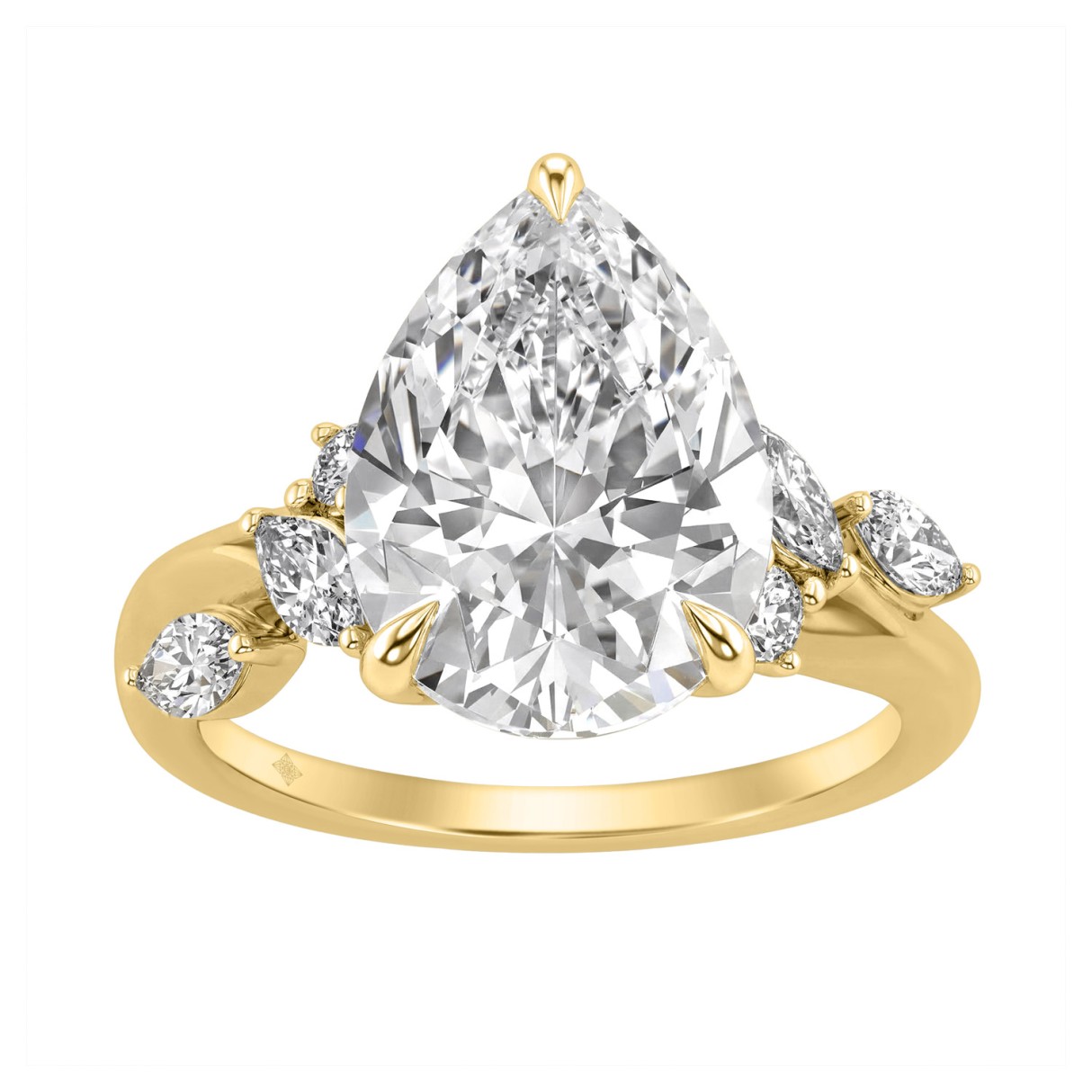 14K Yellow Gold 5 1/2Ct Lab-Grown Diamond Engageme...