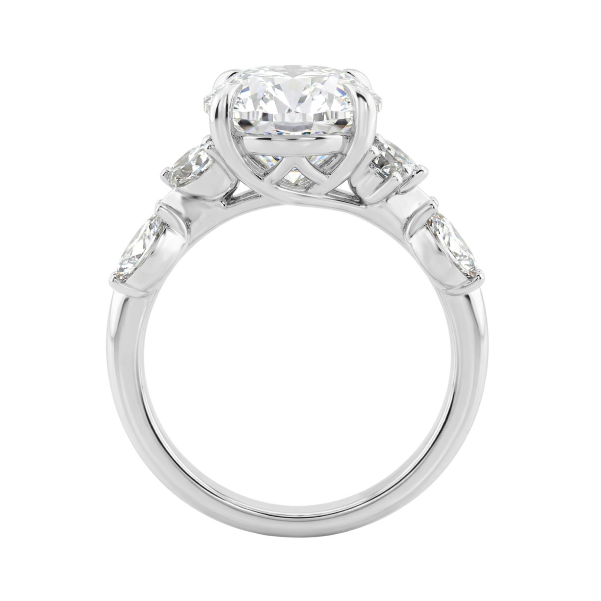14K White Gold 5 1/2Ct Lab-Grown Diamond Engagement Ring For Women 5Ct Oval Center Stone With Marquise/Round Side Stones, Luxury Bridal Ring (Color F-G -Clarity Vs1/Vs2)