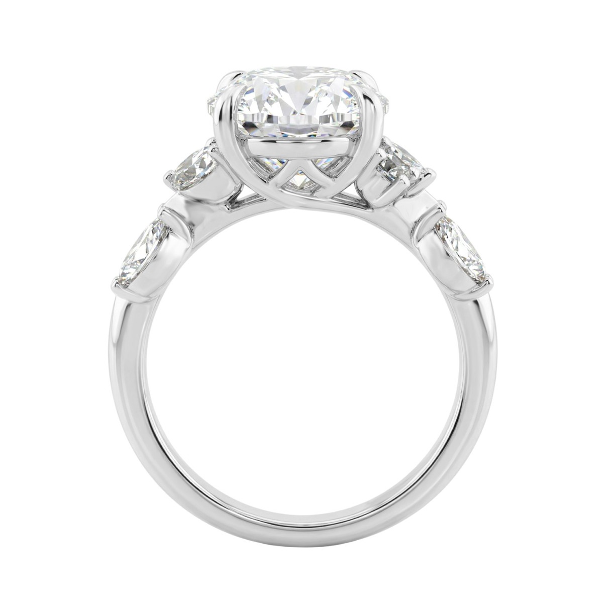 14K White Gold 5 1/2Ct Lab-Grown Diamond Engagement Ring For Women 5Ct Oval Center Stone With Marquise/Round Side Stones, Luxury Bridal Ring (Color F-G -Clarity Vs1/Vs2)