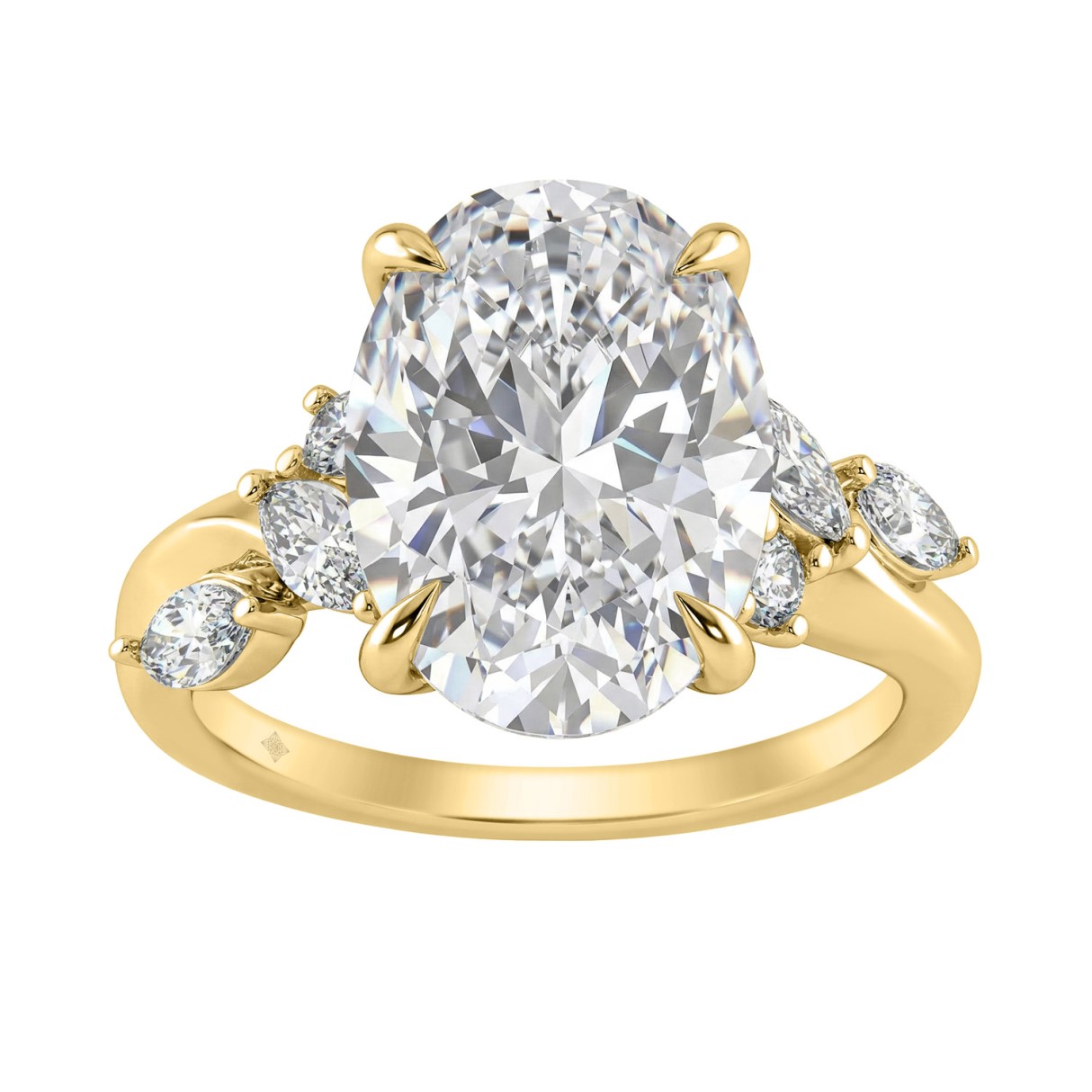 14K Yellow Gold 5 1/2Ct Lab-Grown Diamond Engageme...