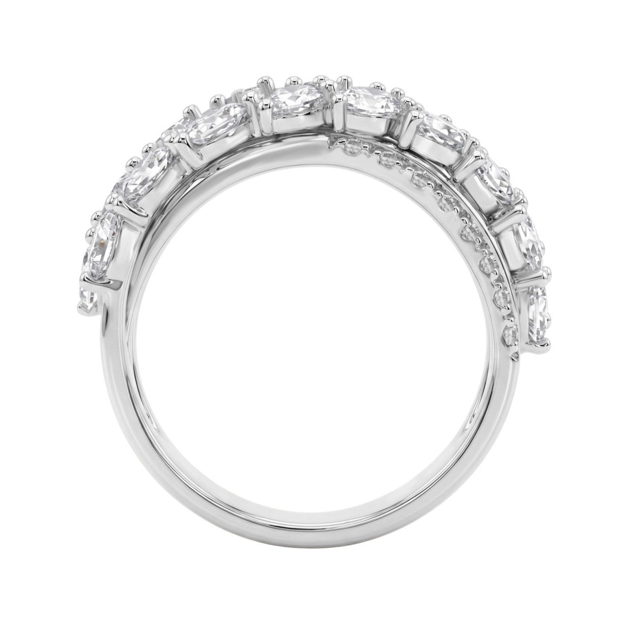 Luxury 14K White Gold 3Ct Lab Grown Diamond Pear Shape & Round Cut Ladies Fashion Ring For Her (Color F-G -Clarity Vs1/Vs2)