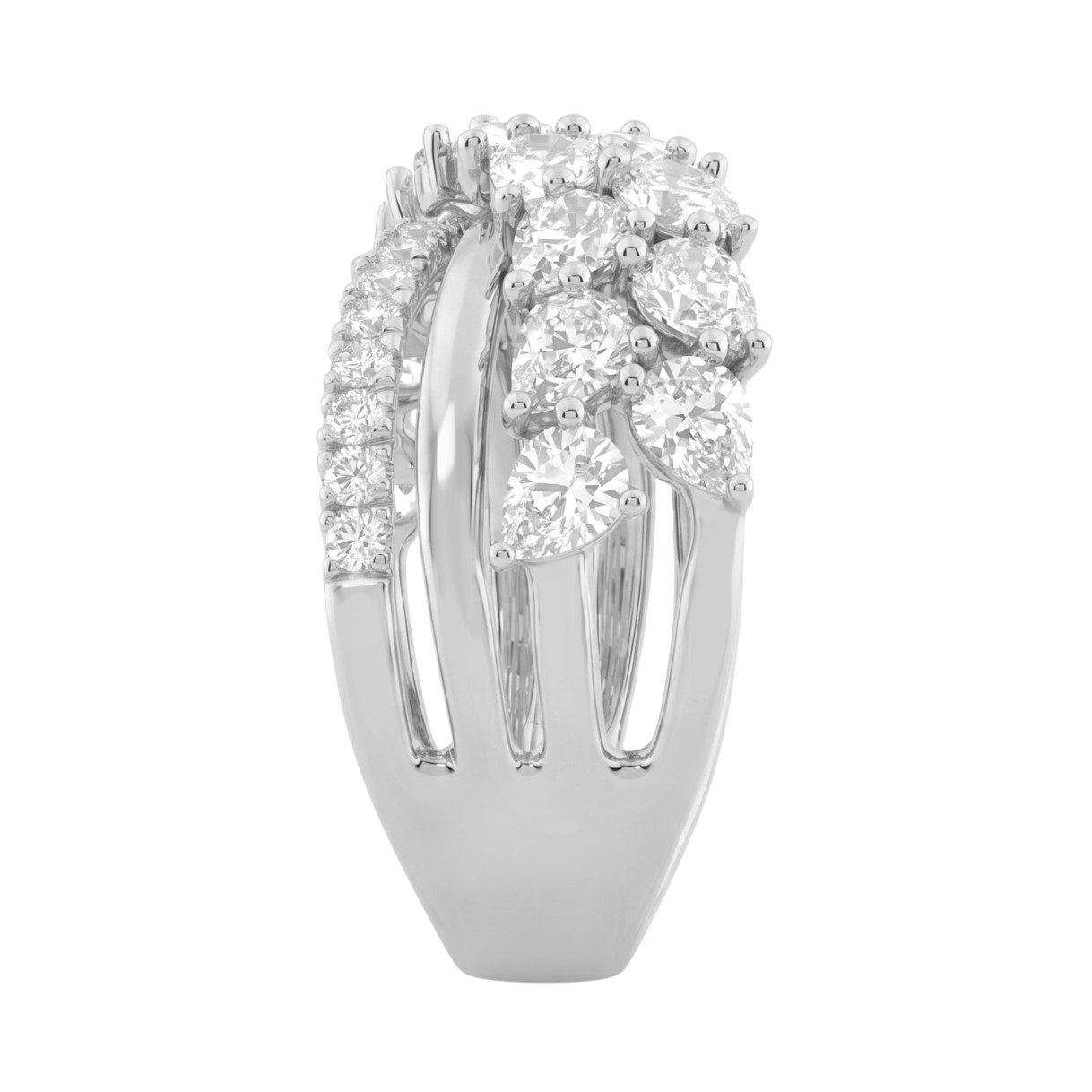 Luxury 14K White Gold 3Ct Lab Grown Diamond Pear Shape & Round Cut Ladies Fashion Ring For Her (Color F-G -Clarity Vs1/Vs2)