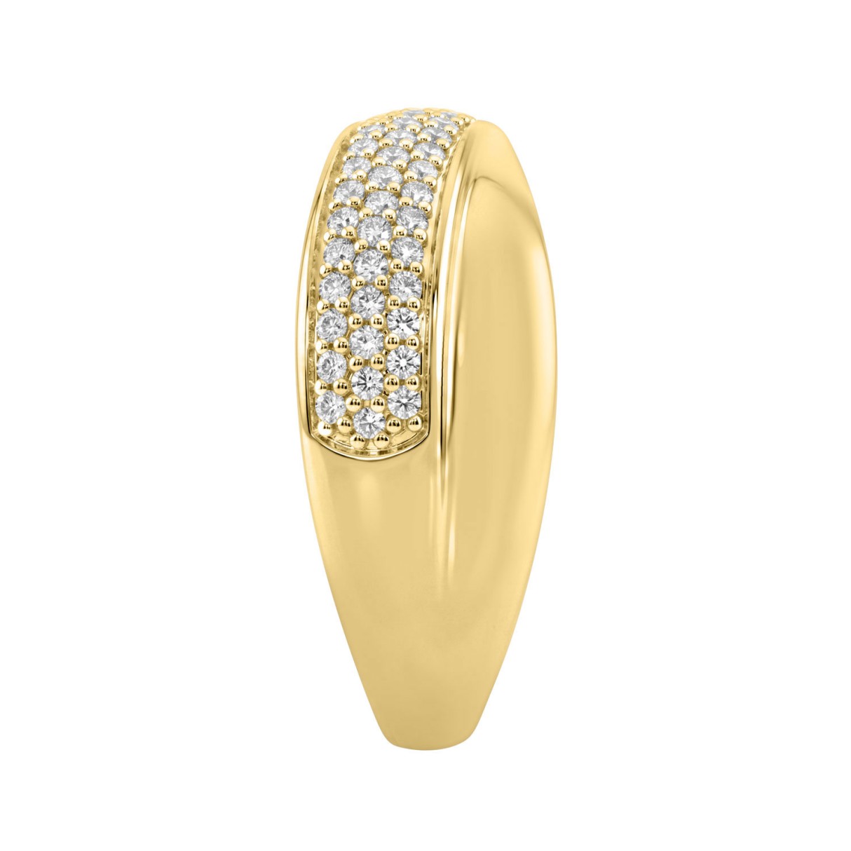 14K Yellow Gold 1/2Ct Round Diamond Crossover Ring For Women Featuring An Elegant Design And Brilliant Diamond Sparkle.