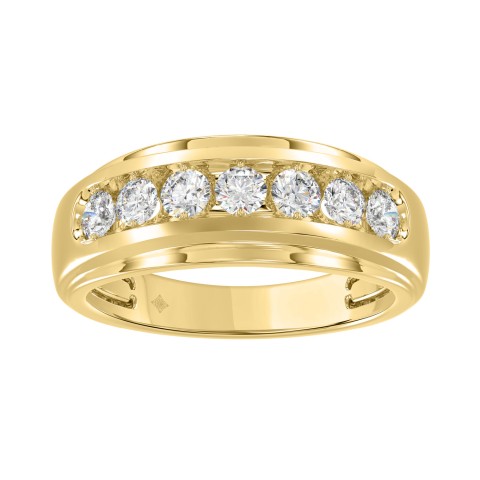 Luxury 14K Yellow Gold 1.00Ct Men'S Round Cut Lab Grown Diamond Band Luxury 14K Yellow Gold 1.00Ct Men'S Round Cut Lab Grown Diamond Band