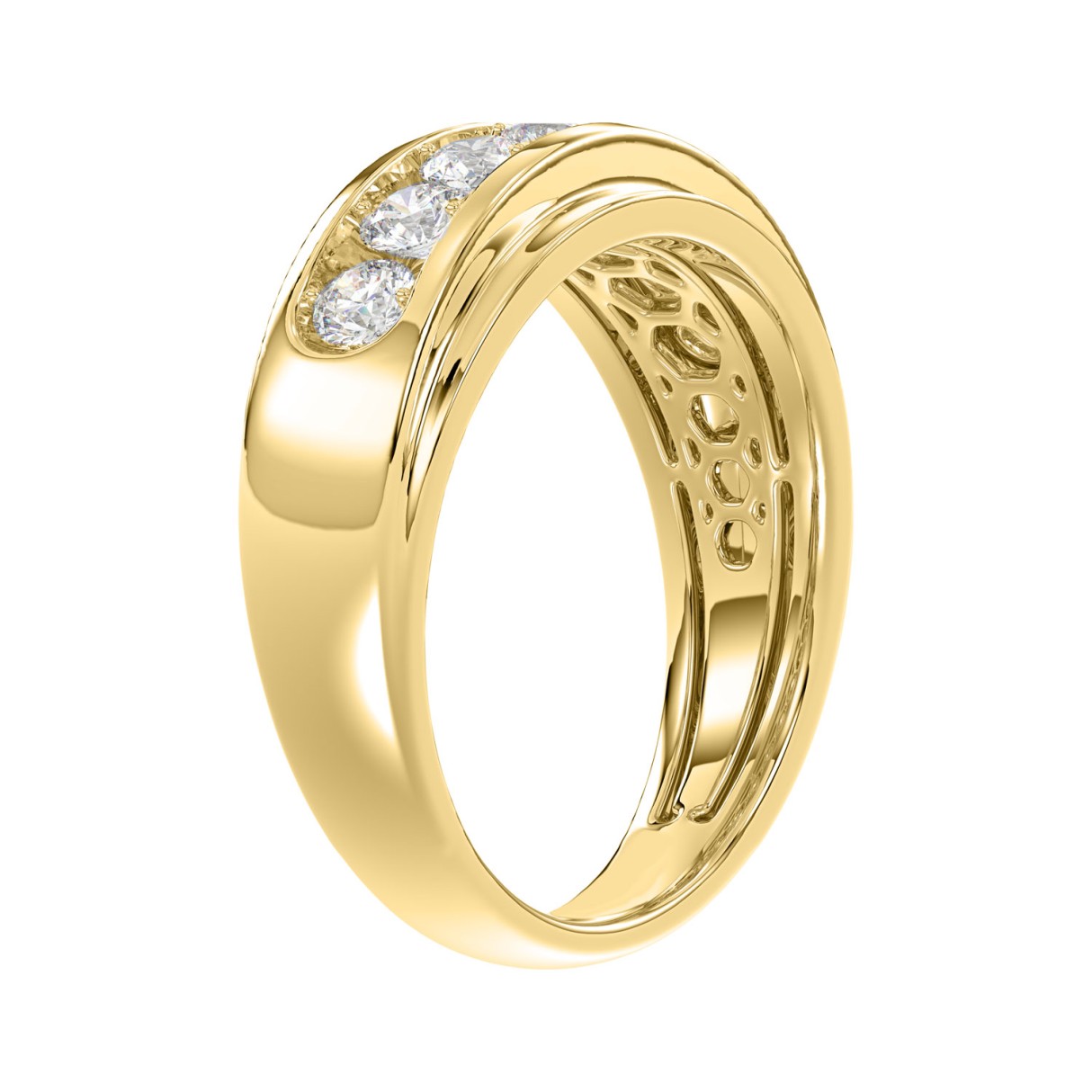 Luxury 14K Yellow Gold 1.00Ct Men'S Round Cut Lab Grown Diamond Band
