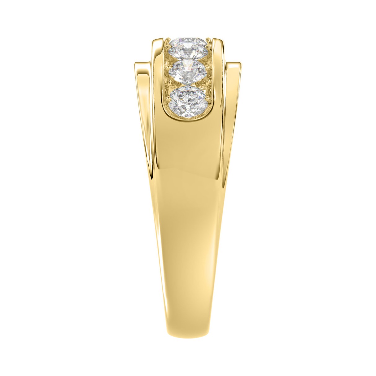 Luxury 14K Yellow Gold 1.00Ct Men'S Round Cut Lab Grown Diamond Band