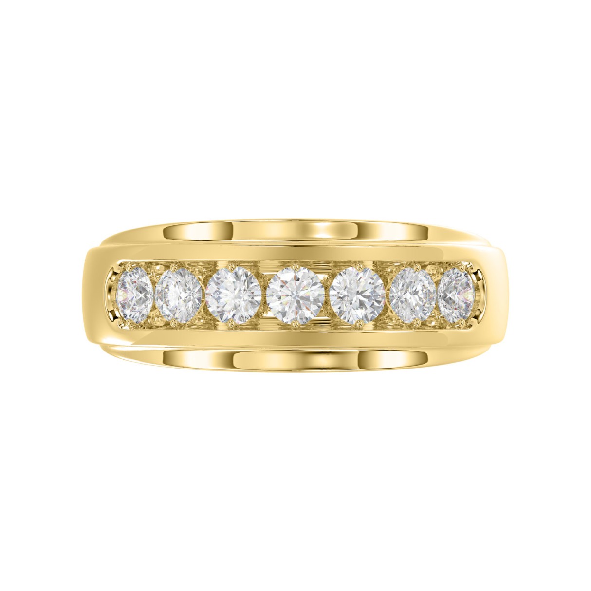 Luxury 14K Yellow Gold 1.00Ct Men'S Round Cut Lab Grown Diamond Band