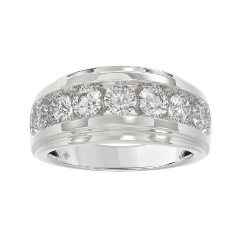 Elegant 14K White Gold 2.00Ct Men's Round Cut Lab Grown Diamond Band