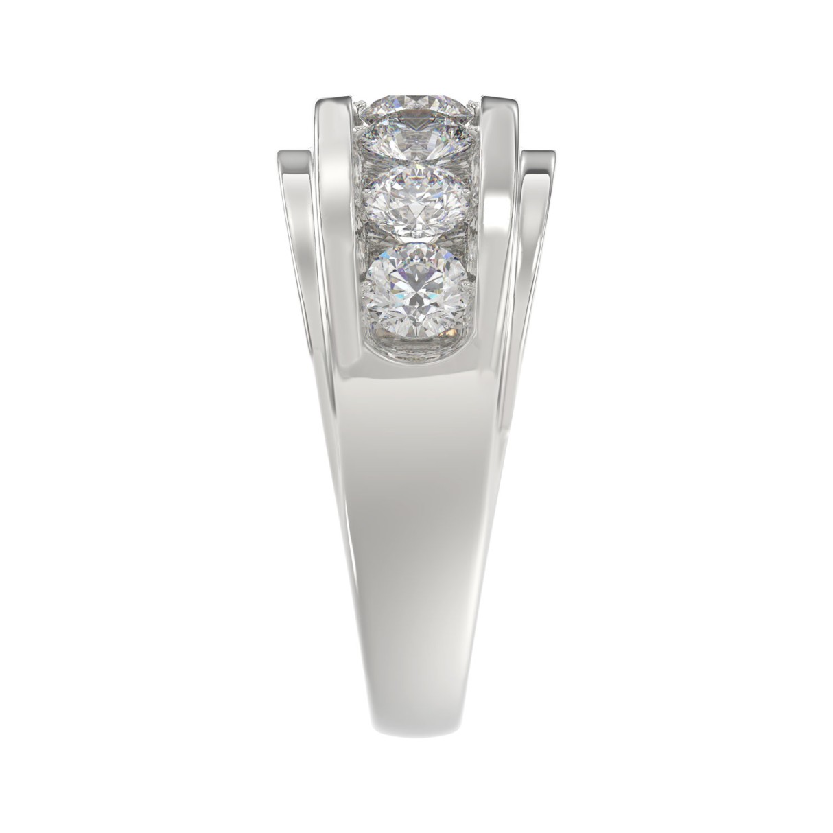 Elegant 14K White Gold 2.00Ct Men's Round Cut Lab Grown Diamond Band
