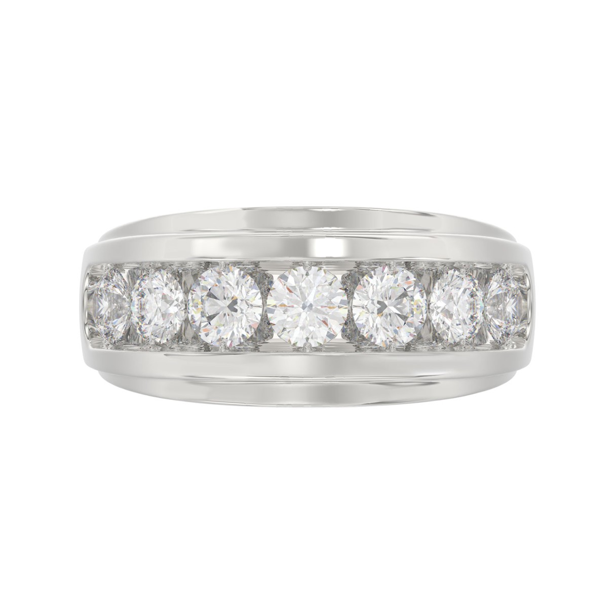 Elegant 14K White Gold 2.00Ct Men's Round Cut Lab Grown Diamond Band