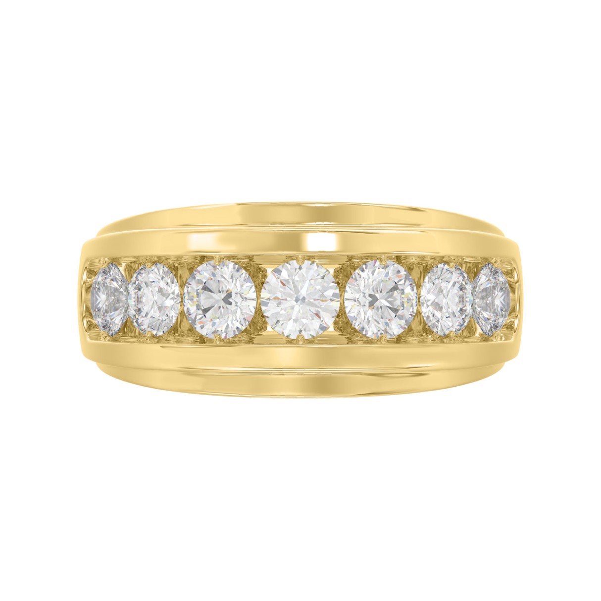 Elegant 14K Yellow Gold 2.00Ct Men's Round Cut Lab Grown Diamond Band