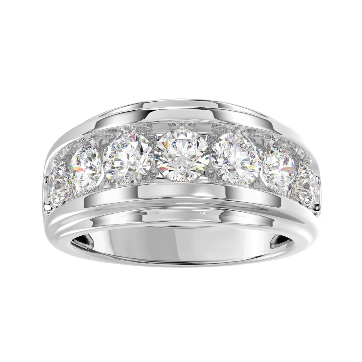Elegant 14K White Gold 3.00Ct Men's Round Cut Lab ...