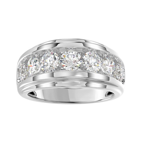 Elegant 14K White Gold 3.00Ct Men's Round Cut Lab Grown Diamond Band