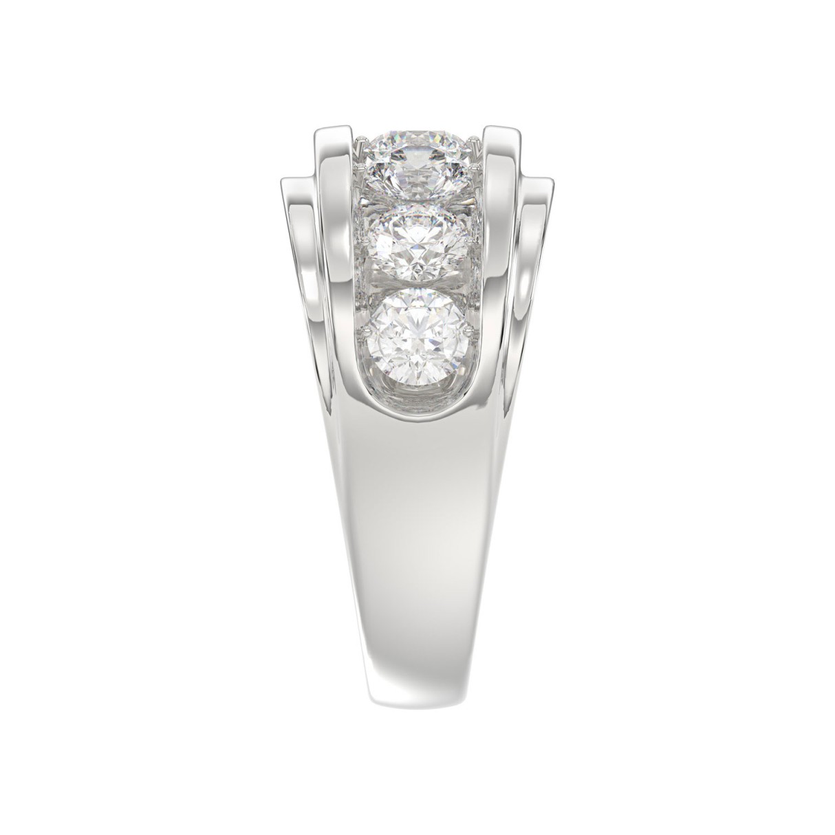 Elegant 14K White Gold 3.00Ct Men's Round Cut Lab Grown Diamond Band
