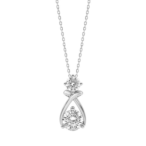 Elegant 14K White Gold Lab Created Diamond Ladies Pendant 1.00Ct Round Cut Infinity Twist Pendant For Her (Color F-G -Clarity Vs1/Vs2)