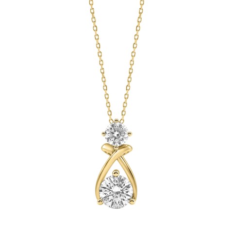 Elegant 14K Yellow Gold Lab Created Diamond Ladies Pendant 1.00Ct Round Cut Infinity Twist Pendant For Her (Color F-G -Clarity Vs1/Vs2)
