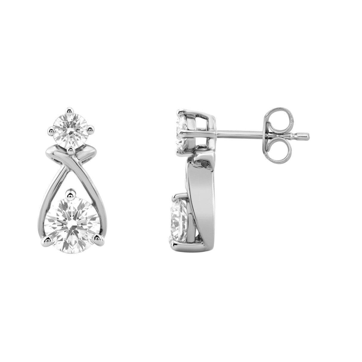 Elegant 14K White Gold Lab Grown Diamond Earrings 1.00Ct Round Cut Diamond Women Fashion Jewelry (Color F-G -Clarity Vs1/Vs2)