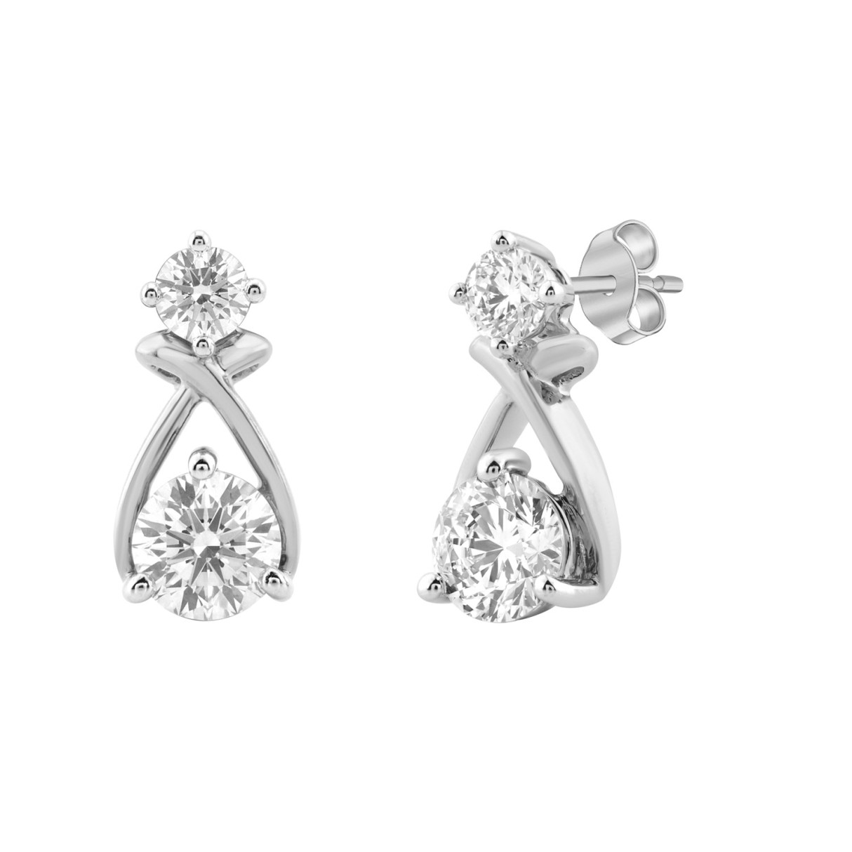 Elegant 14K White Gold Lab Grown Diamond Earrings 1.00Ct Round Cut Diamond Women Fashion Jewelry (Color F-G -Clarity Vs1/Vs2)