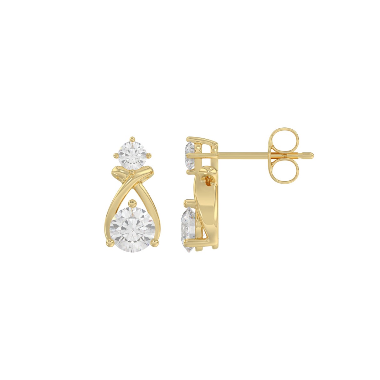 Elegant 14K Yellow Gold Lab Grown Diamond Earrings 1.00Ct Round Cut Diamond Women Fashion Jewelry (Color F-G -Clarity Vs1/Vs2)
