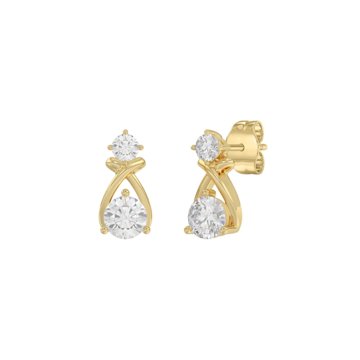 Elegant 14K Yellow Gold Lab Grown Diamond Earrings 1.00Ct Round Cut Diamond Women Fashion Jewelry (Color F-G -Clarity Vs1/Vs2)
