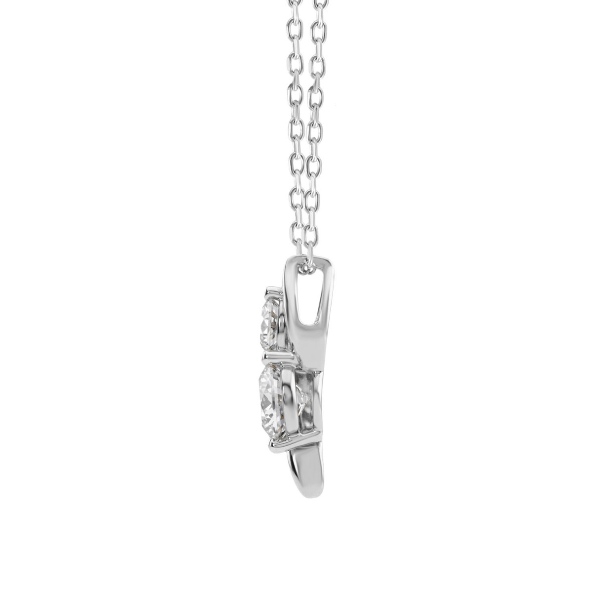 Elegant 14K White Gold Ladies Pendant With 1.00Ct Round Diamonds In A Timeless Two-Stone Design. Complete With Chain And Perfect For Gifting.
