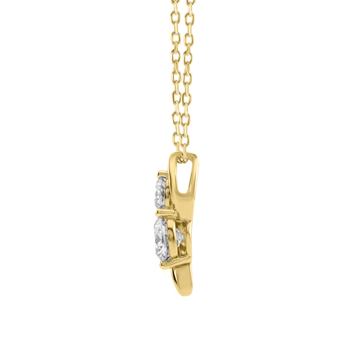 Elegant 14K Yellow Gold Ladies Pendant With 1.00Ct Round Diamonds In A Timeless Two-Stone Design. Complete With Chain And Perfect For Gifting.