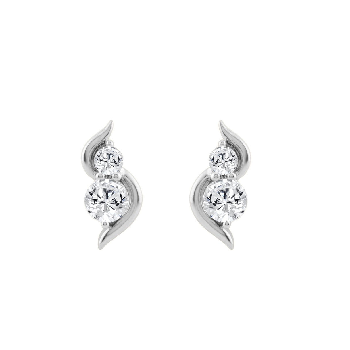 Luxury 14K White Gold Lab Grown 1.00Ct Round Diamond Ladies Earrings Two Stone Fashion Earrings For Her (Color F-G -Clarity Vs1/Vs2)