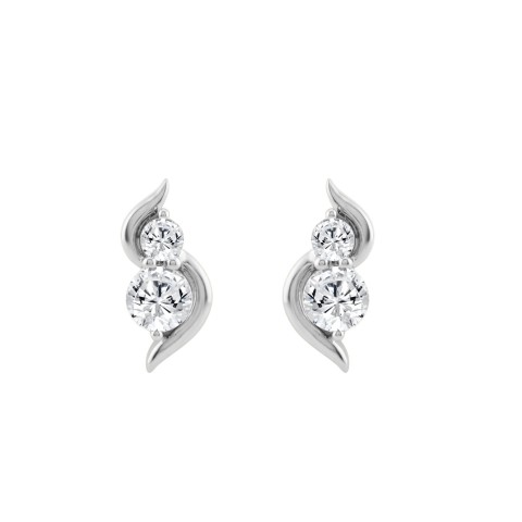 Luxury 14K White Gold Lab Grown 1.00Ct Round Diamond Ladies Earrings Two Stone Fashion Earrings For Her (Color F-G -Clarity Vs1/Vs2)