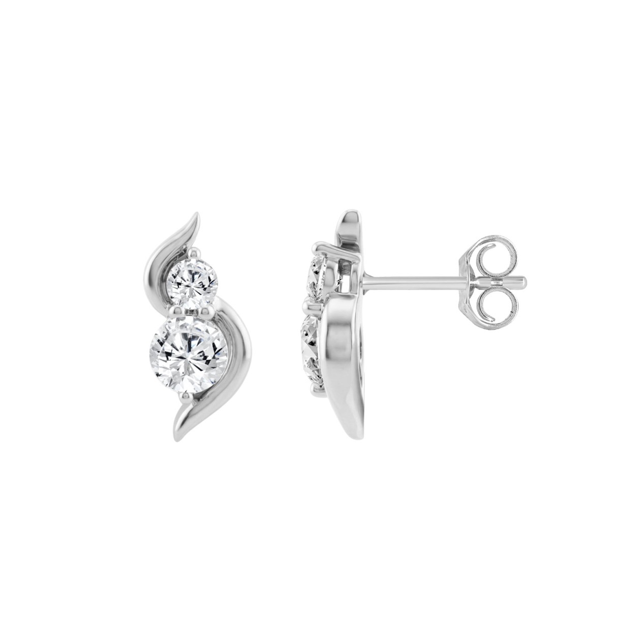 Luxury 14K White Gold Lab Grown 1.00Ct Round Diamond Ladies Earrings Two Stone Fashion Earrings For Her (Color F-G -Clarity Vs1/Vs2)