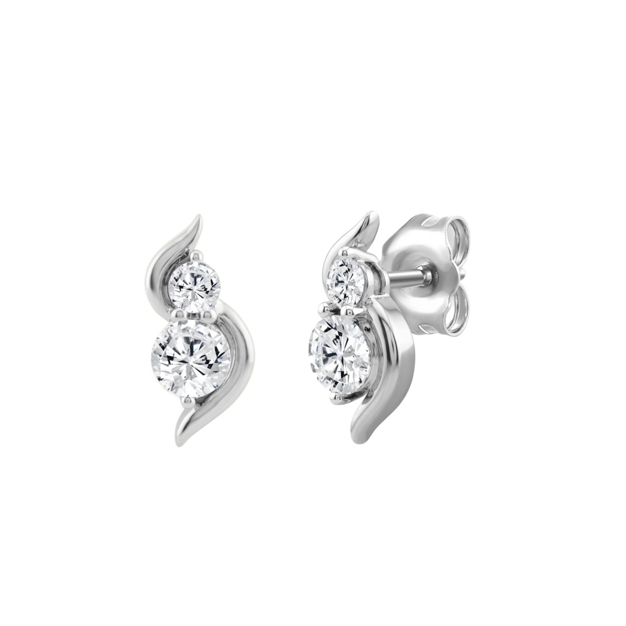Luxury 14K White Gold Lab Grown 1.00Ct Round Diamond Ladies Earrings Two Stone Fashion Earrings For Her (Color F-G -Clarity Vs1/Vs2)