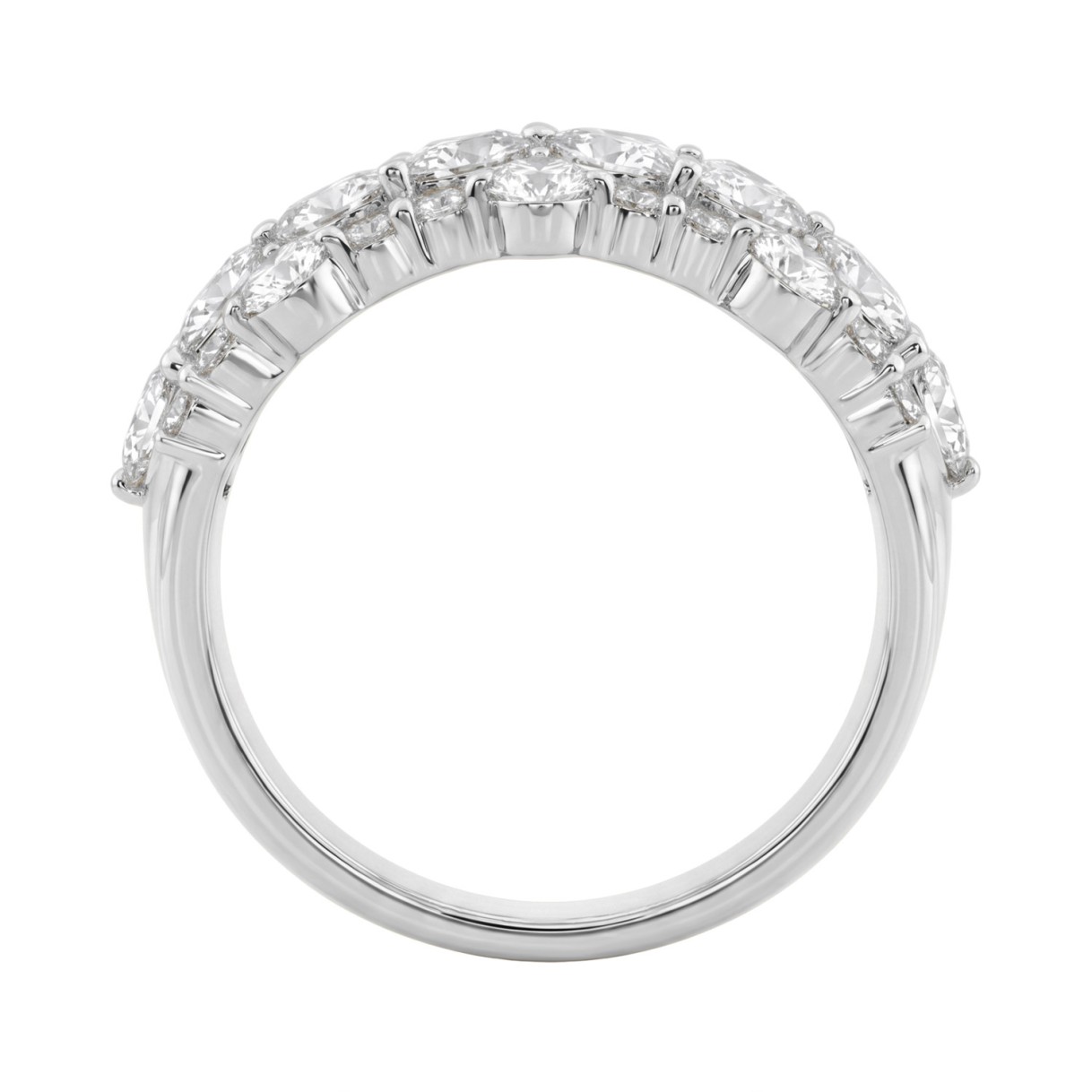 14K White Gold 3.00Ct Mixed Shape Diamond Cluster Ring Round, Marquise & Pear Floral Inspired Ladies Ring (Color F-G -Clarity Vs1/Vs2)
