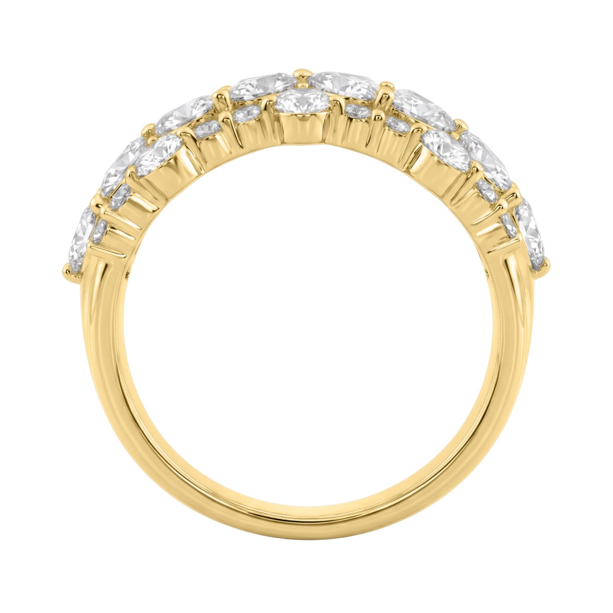 14K Yellow Gold 3.00Ct Mixed Shape Diamond Cluster Ring Round, Marquise & Pear Floral Inspired Ladies Ring (Color F-G -Clarity Vs1/Vs2)