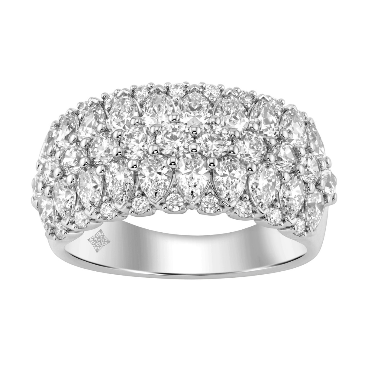 14K White Gold 3.00Ct Multi Shape Diamond Ring Rou...