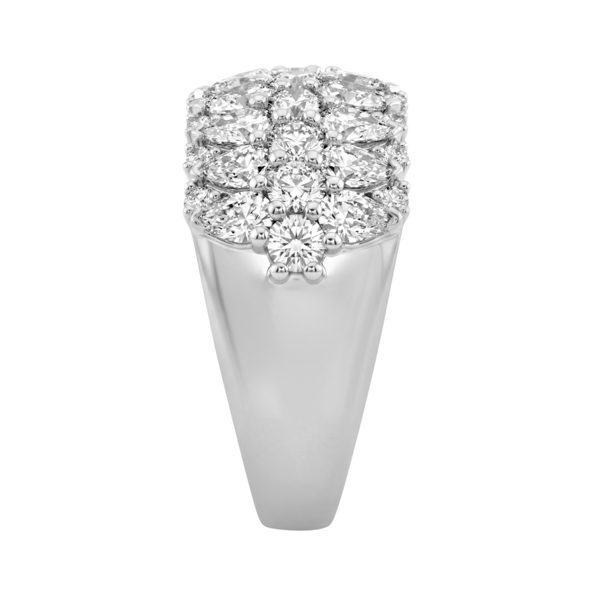 14K White Gold 3.00Ct Multi Shape Diamond Ring Round, Pear Cut Cluster Ring For Women (Color F-G -Clarity Vs1/Vs2)