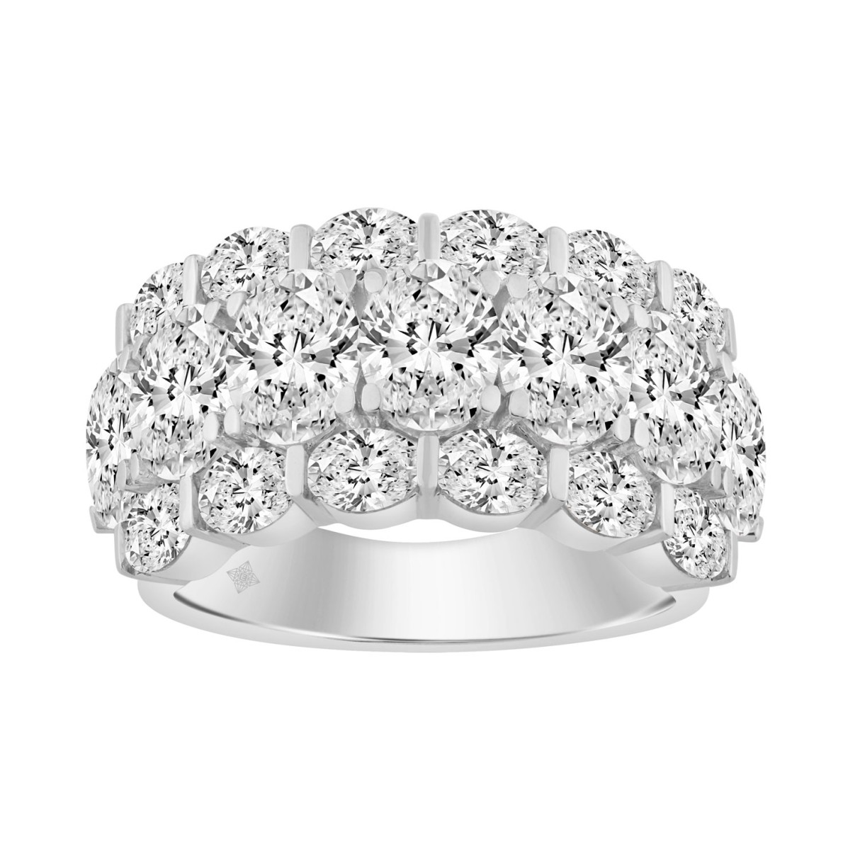 14K White Gold 5 1/3Ct Oval Diamond Cluster Ring F...