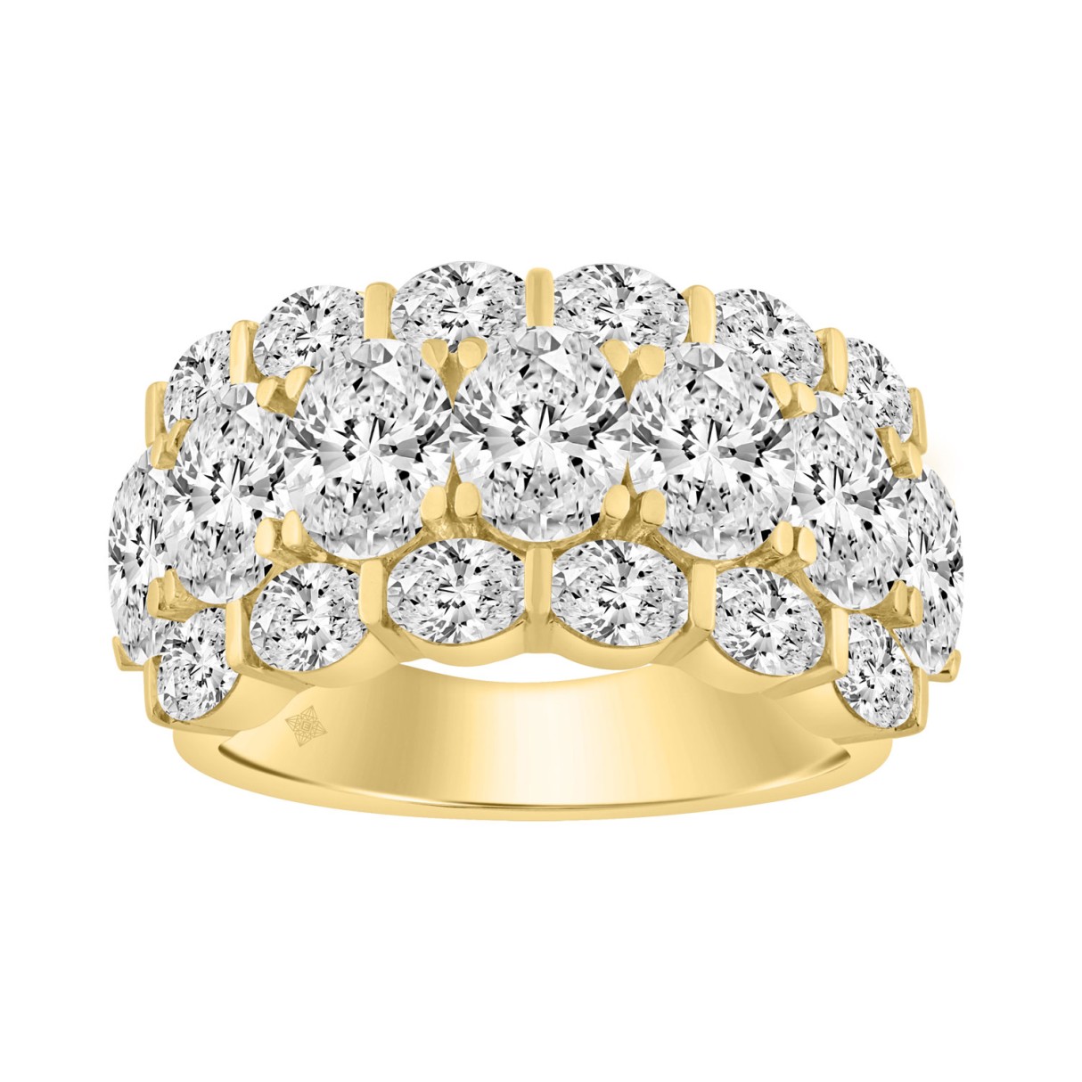 14K Yellow Gold 5 1/3Ct Oval Diamond Cluster Ring ...