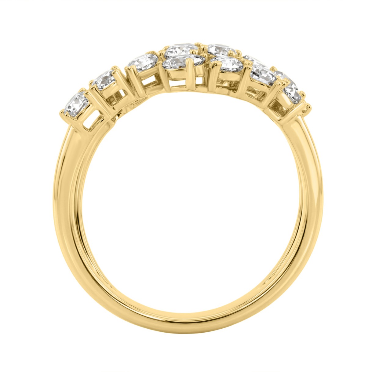 Elegant 14K Yellow Gold 1 1/2Ct Diamond Ring Mixed Cuts: Round, Marquise, Pear, Emerald & Oval, Women?S Fashion Jewelry (Color F-G -Clarity Vs1/Vs2)