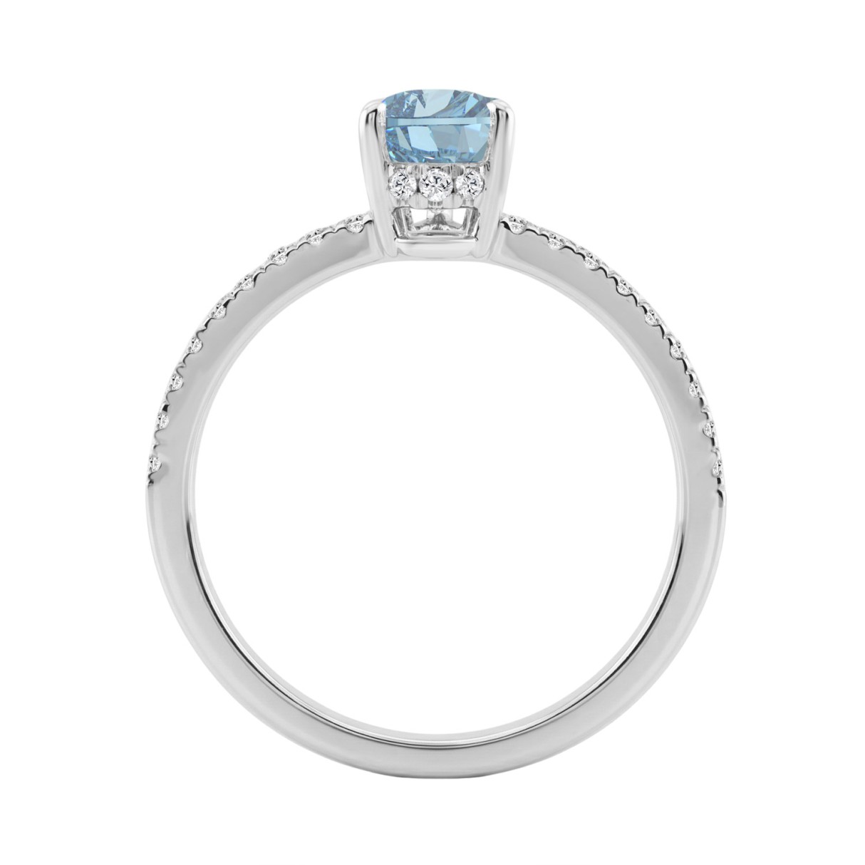 14K White Gold 1.00Ct Pear Cut Blue Sapphire Diamond Ring  3/4Ct Center Stone With Round Diamond Side Stones, For Women Engagement Ring, (Color F-G Clarity Vs1/Vs2)