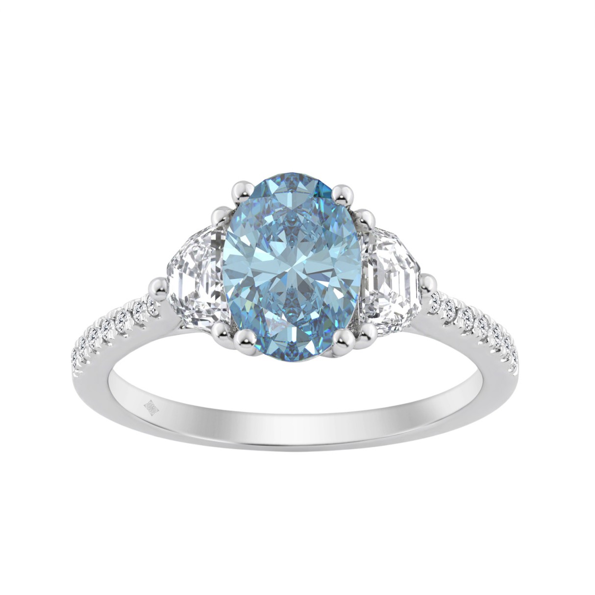 14K White Gold 2 1/4Ct Oval Blue Sapphire Diamond ...