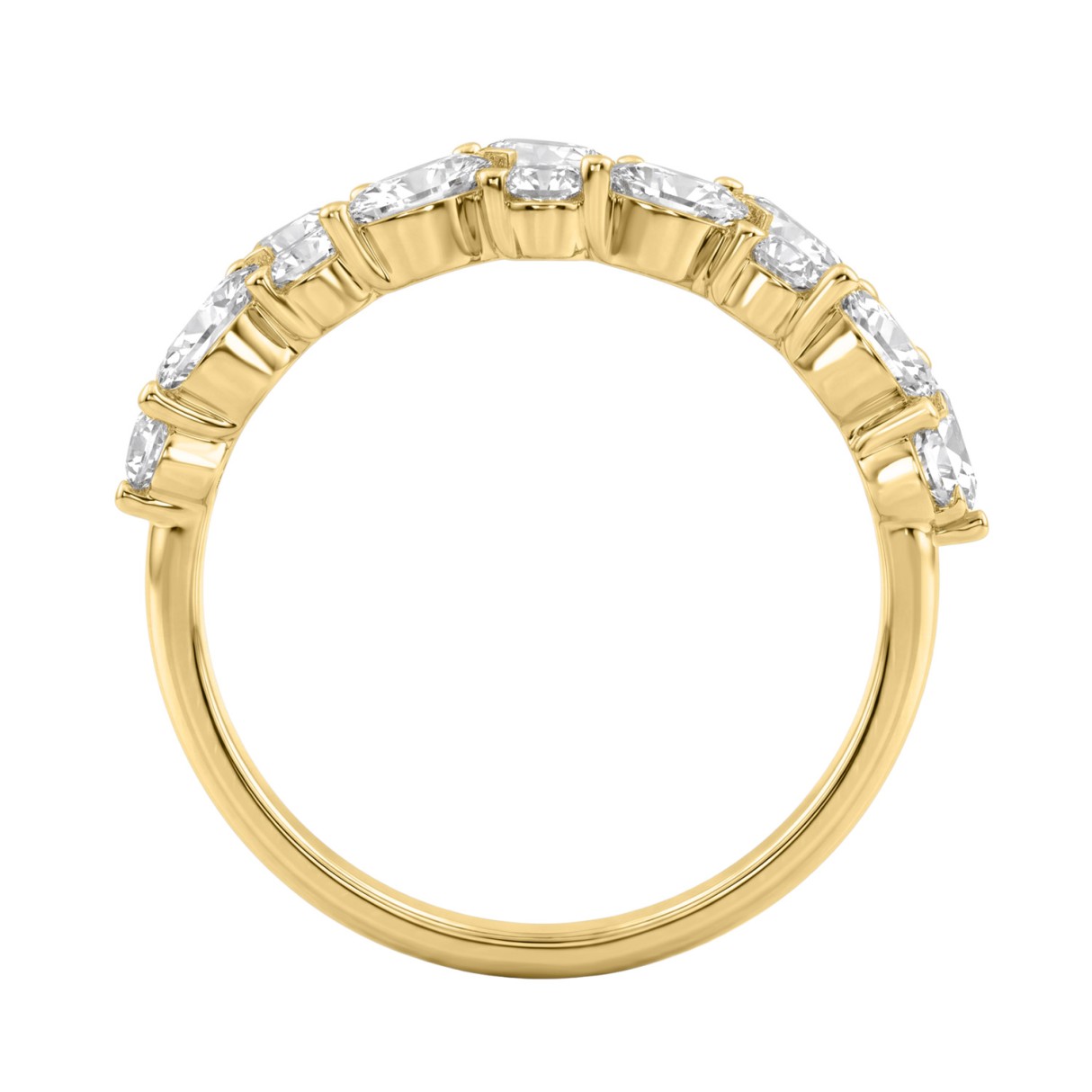 Elegant 14K Yellow Gold 1 1/3Ct Lab Grown Diamond Fashion Ring Alternating Round & Marquise Stones, Ladies Fashion Jewelry (Color F-G -Clarity Vs1/Vs2)