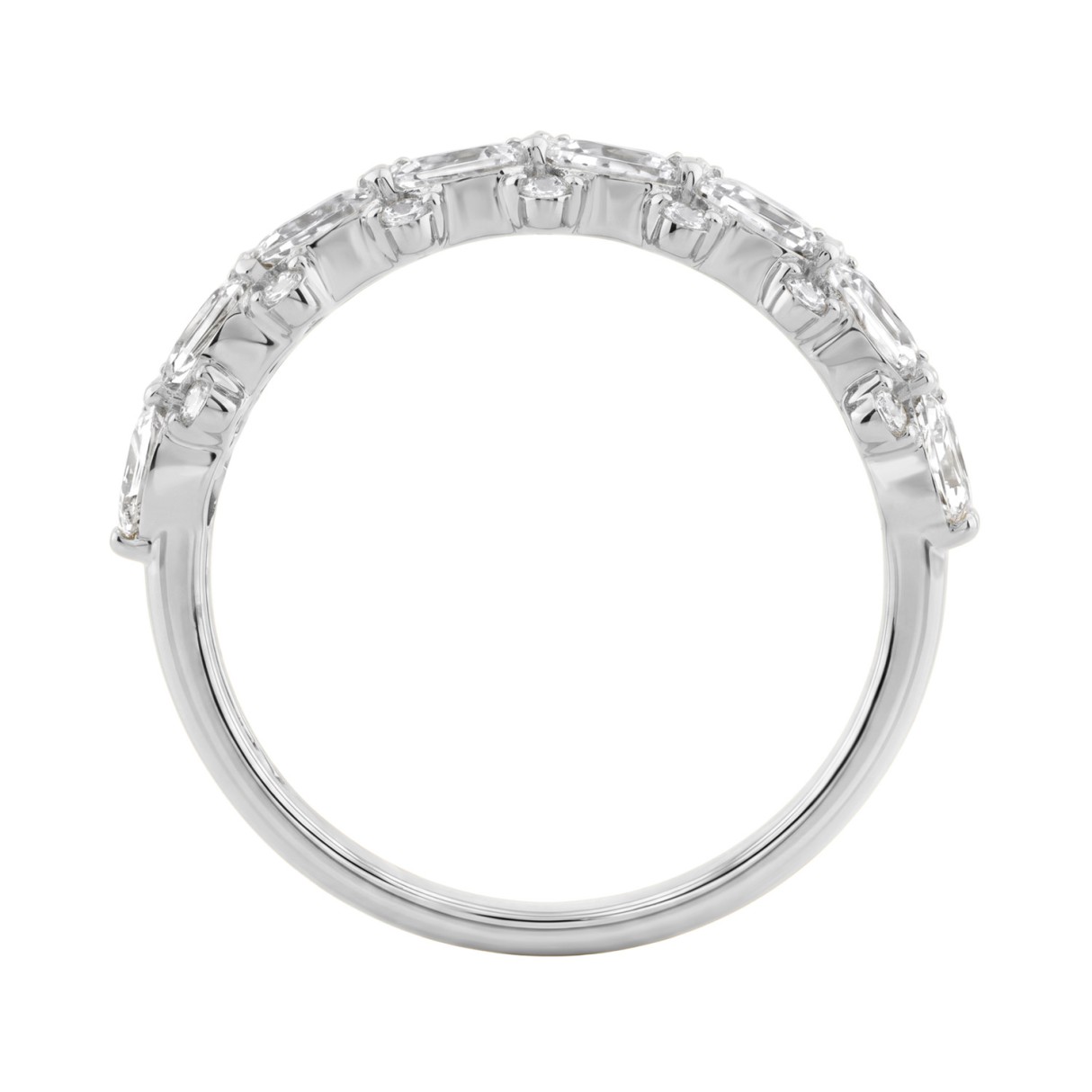 Elegant 14K White Gold 1 3/4Ct Lab Grown Diamond Fashion Ring Alternating Round & Pear Stones, Women Fashion Jewelry (Color F-G -Clarity Vs1/Vs2)