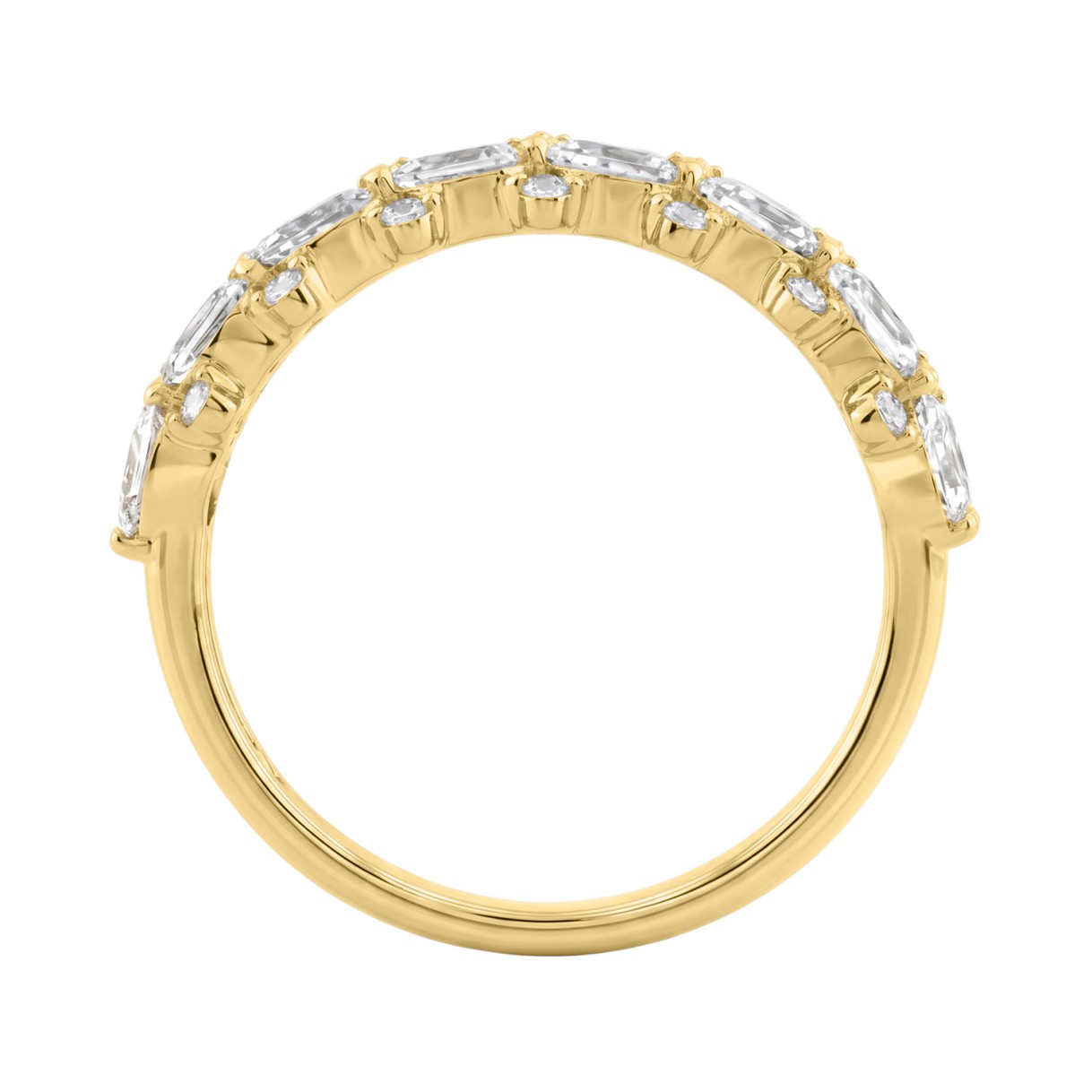 Elegant 14K Yellow Gold 1 3/4Ct Lab Grown Diamond Fashion Ring Alternating Round & Pear Stones, Women Fashion Jewelry (Color F-G -Clarity Vs1/Vs2)