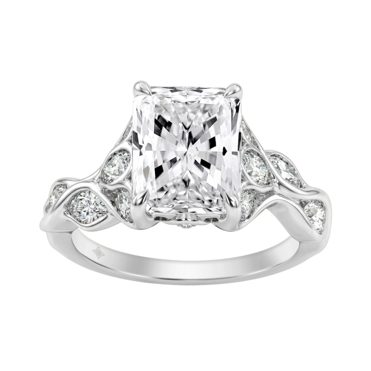 14K White Gold Radiant Cut Diamond Ring 4 1/5Ct  W...