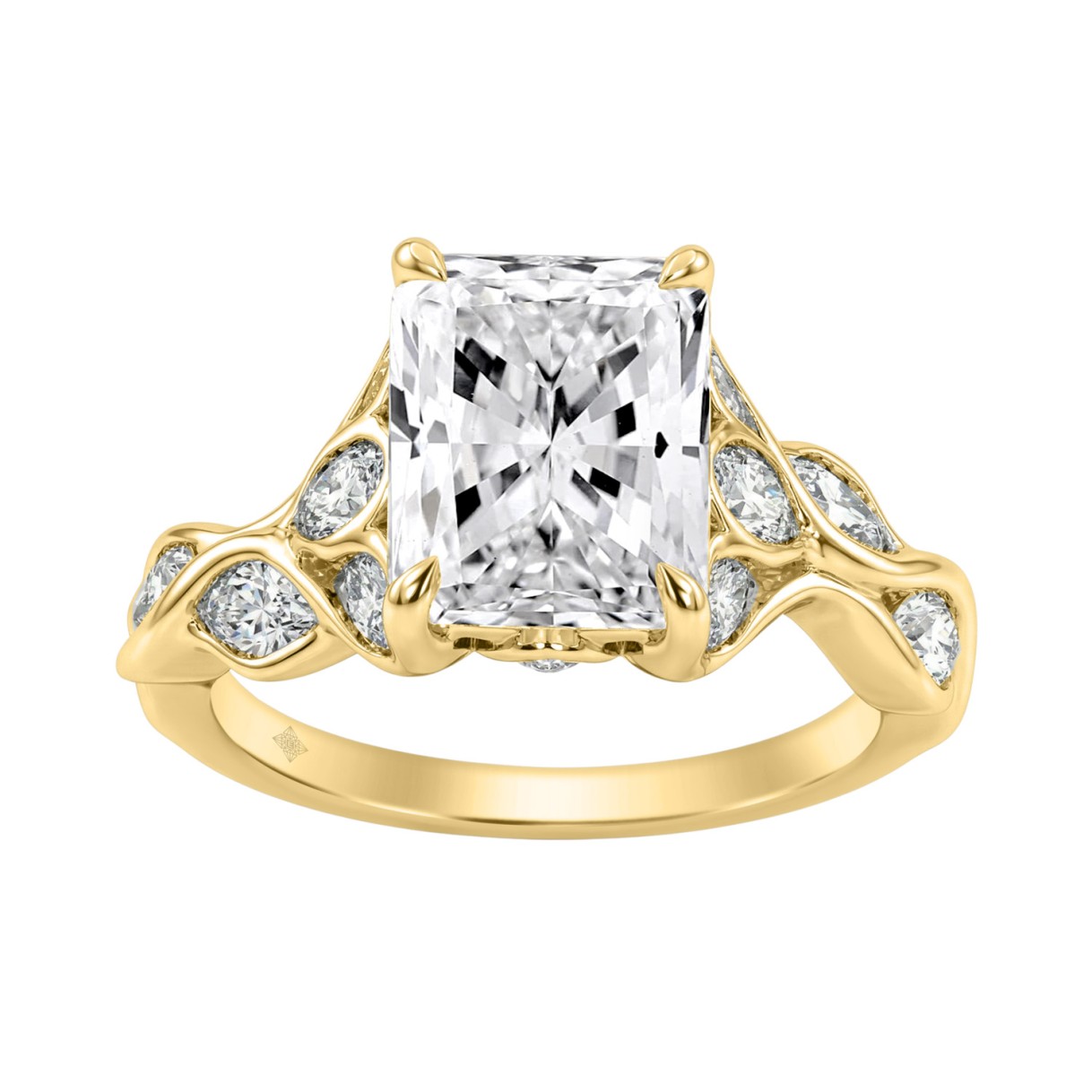14K Yellow Gold Radiant Cut Diamond Ring 4 1/5Ct  ...