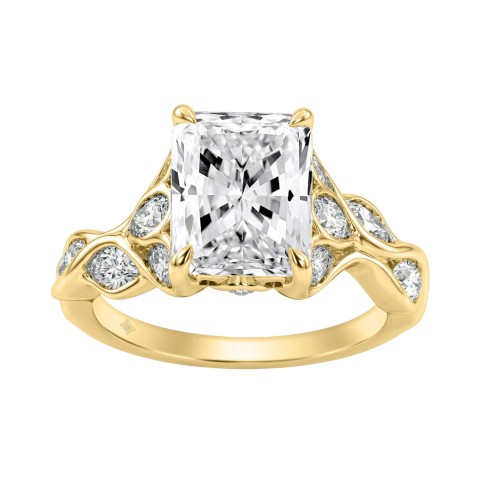 14K Yellow Gold Radiant Cut Diamond Ring 4 1/5Ct With Marquise Side Stones Ladies Engagement Ring 3Ct Radiant Center Stone (Color F-G -Clarity Vs1/Vs2) 14K Yellow Gold Radiant Cut Diamond Ring 4 1/5Ct With Marquise Side Stones Ladies Engagement Ring 3Ct Radiant Center Stone (Color F-G -Clarity Vs1/Vs2)