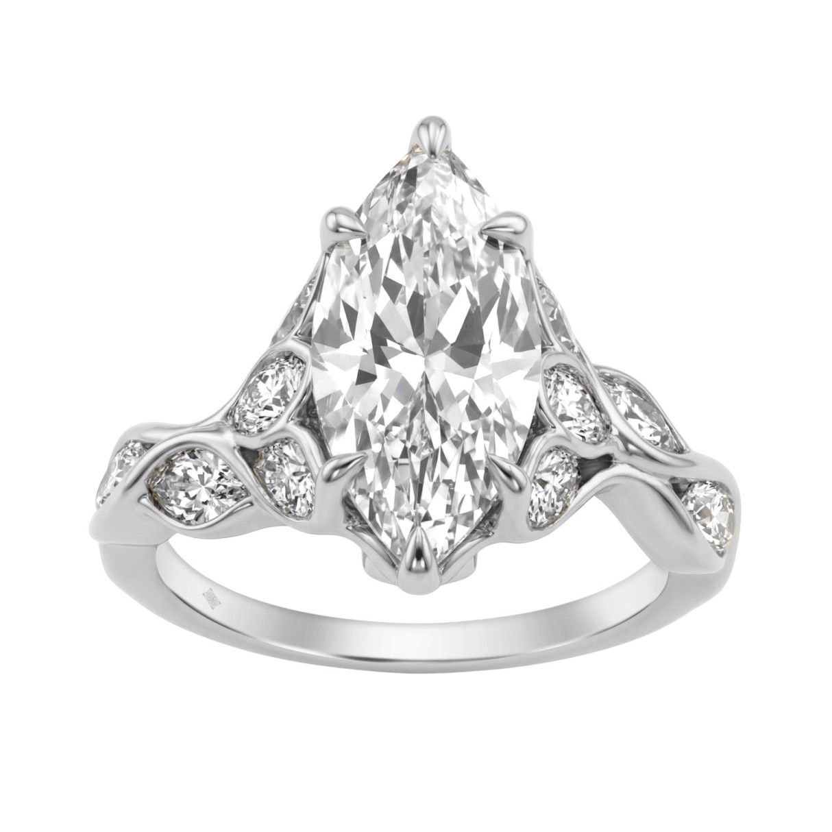 Elegant 14K White Gold 4 1/5Ct Marquise Diamond Ring Women Fashion Engagement Ring (Color F-G -Clarity Vs1/Vs2)