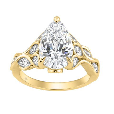 Elegant 14K Yellow Gold 4 1/5Ct Diamond Ring Pear & Marquise With Marquise Side Stones, Women Fashion Ring 3Ct Pear Center Stone (Color F-G -Clarity Vs1/Vs2) Elegant 14K Yellow Gold 4 1/5Ct Diamond Ring Pear & Marquise With Marquise Side Stones, Women Fashion Ring 3Ct Pear Center Stone (Color F-G -Clarity Vs1/Vs2)