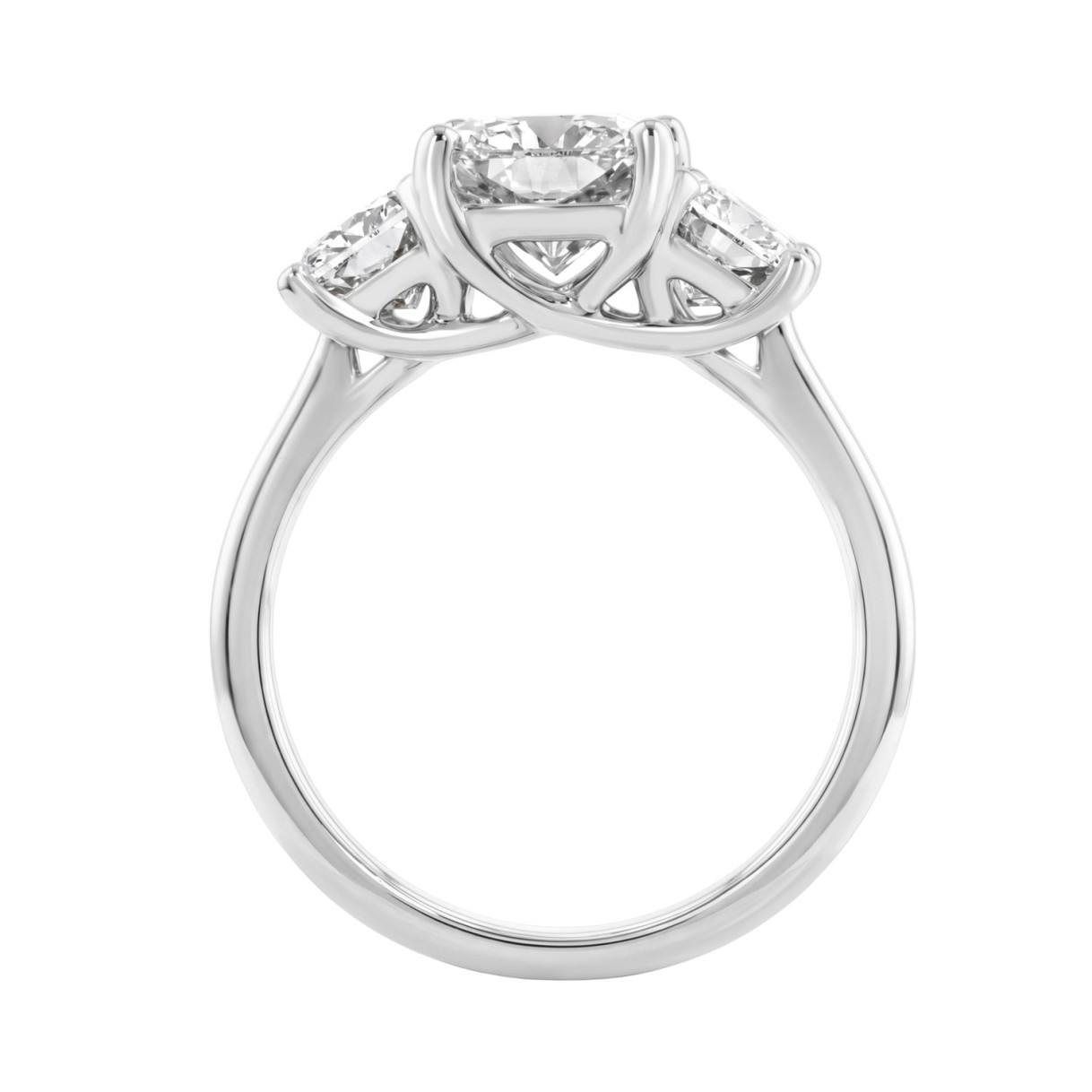 14K White Gold 5.00Ct Radiant  Lab Grown Diamond Ring 3.00Ct Center Stone Emerald Diamond Three Stone Engagement Ring For Women (Color F-G Clarity Vs1/Vs2)